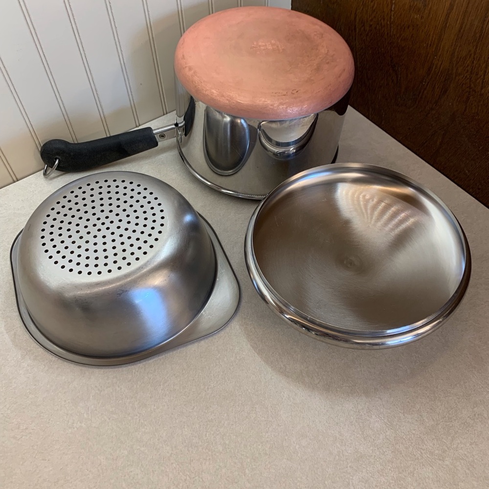 Revere Ware 3qt Saucepan/Steamer Insert & Lid Copper Bottom